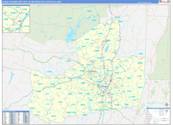 Albany-Schenectady-Troy Metro Area Wall Map Basic Style 2026